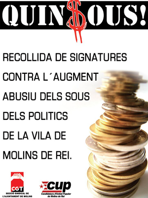 Cartel protesta en Molins de Rei