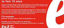 Tarjeta del X aniversario de EUiA