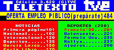 Captura web de la página del Teletexto de TVE.