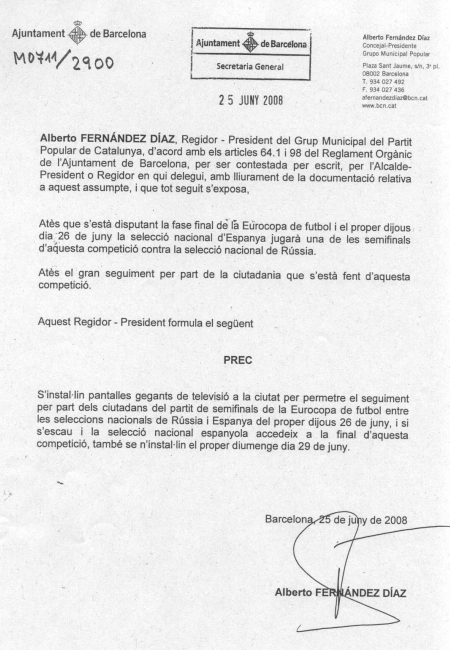 Petición del PP al Ayuntamiento de Barcelona para la instalación de pantallas
