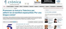 Web del digital Crònica, boicot a Telecinco