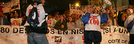 Manifestación de trabajadores de la Nissan en Barcelona