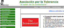 Captura web de la página de la Asociación por la Tolerancia
