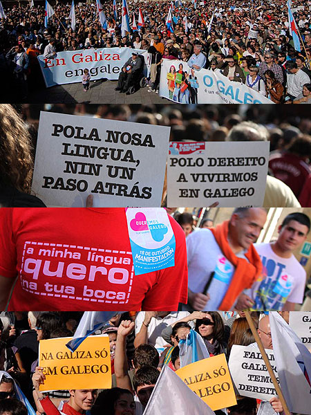 Manifestación en Galicia contra la libertad de elección lingüística