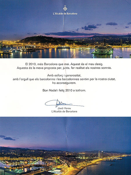 Felicitación de Navidad del alcalde de Barcelona, Jordi Hereu