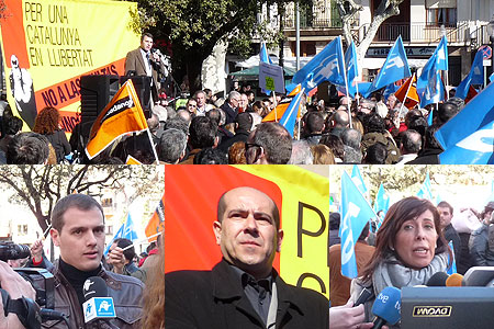 Concentración contra las multas lingüísticas en Arenys de Mar