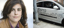 Pintadas insultantes en el coche de Gloria Lago.