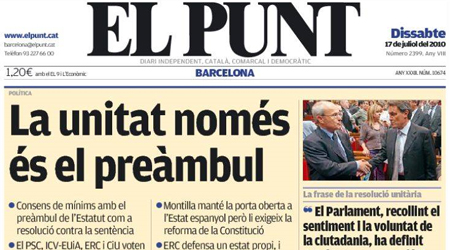 Portada de 'El Punt' del 17 de julio de 2010
