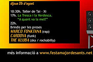 Detalle del cartel de las fiestas alternativas de Sants en el que aparece programado el 'brindis por las presas'.