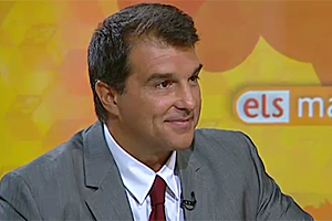 Joan Laporta, durante la entrevista en TV3, donde ha puesto fecha, enero, y número de diputados autonómicos, 68, para la proclamación "unilateral" de independencia de Cataluña (foto: TV3).