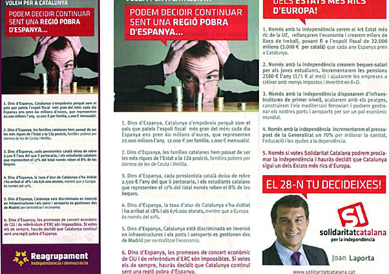 Los anuncios de Reagrupament y de Solidaritat en los que coinciden las fotos y el texto (fuente: avui.cat).