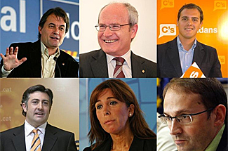 Los candidatos a la presidencia de la Generalidad de los seis partidos con representación en el Parlamento autonómico (foto: EP).