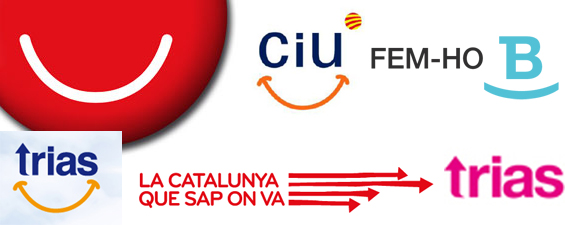 Logos similares del PSC y CiU de los últimos años y que, para el PP, significa que la 'sociovergència' en el Ayuntamiento de Barcelona es más que posible.