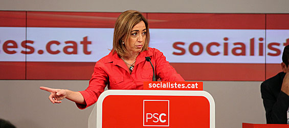 Carme Chacón, durante su intervención de este sábado (foto: PSC).
