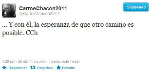 Tuit de Chacón en su cuenta oficial haciendo referencia al futuro del PSOE.