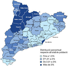 2Población residente en el extranjero según la comarca de registro (fuente: Idescat).