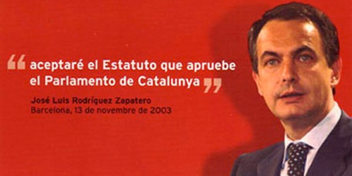 Cartel editado por las juventudes de ERC en 2005 con la frase de José Luis Rodríguez Zapatero.
