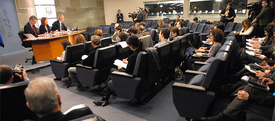 Rueda de prensa del Gobierno (Sáenz de Santamaría, Gallardón y Morenés), tras la reunión del Consejo de Ministros (foto: la Moncloa).