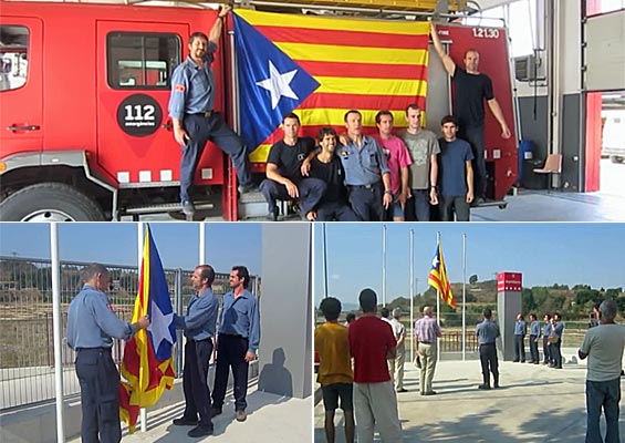 Un grupo de miembros del cuerpo de bomberos de Vic, dependiente de la Generalidad, sustituyó en septiembre pasado la señera por una 'estelada' en los mástiles oficiales de las instalaciones, donde ya no ondeaba la bandera de España, en contra de lo establecido por la Ley de Banderas.