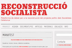 Web de la Plataforma de Reconstrucción Socialista, nueva corriente interna del PSC.