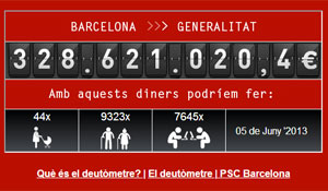 El PSC activa un ‘deudómetro’ que denuncia los impagos de la Generalidad al Ayuntamiento de Barcelona