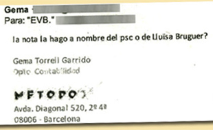 Uno de los mails que demostrarían la relación de Método 3 con el PSC (imagen: 'El Periódico').